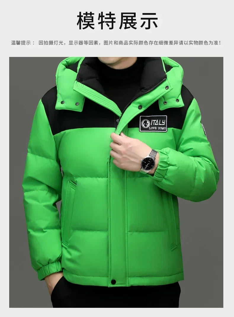 Winter New Down Jacket Men's Thick Warm White Duck Casual Coat Hooded Cold-proof Jack Clothing - GONZALES ONLINE SHOP