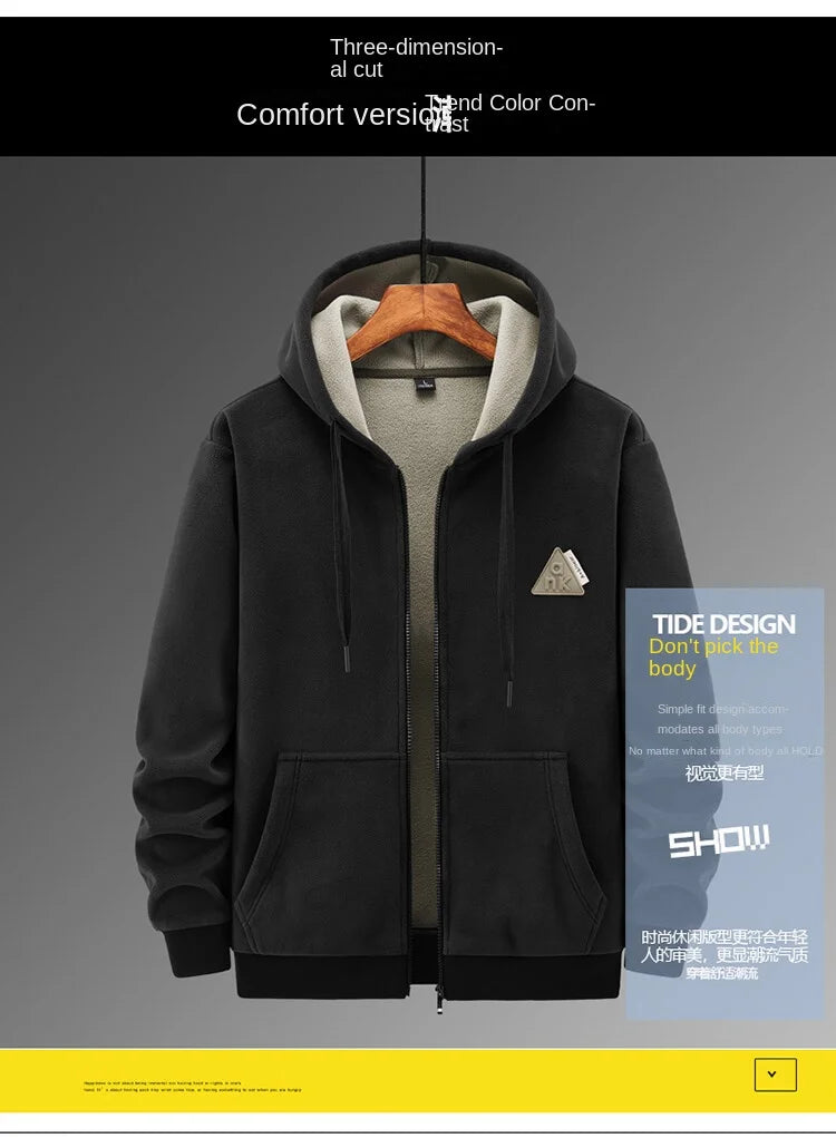 2024 New Fleece Thickened Suit Men's Lamb Fleece Hooded Sweater Cotton Pants Casual Sports Warm Suit GONZALES ONLINE SHOP