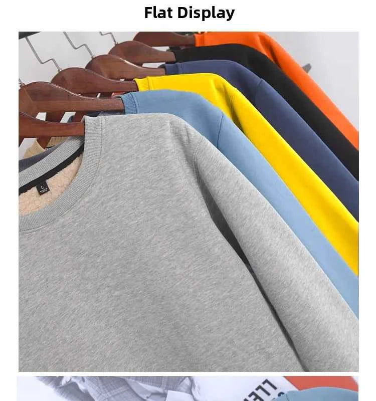 Lamb Velvet Hoodie Men's Thickened Fleece round Neck Casual Versatile Teenage Warm Top Lamb Velvet Jacket Winter Fashion