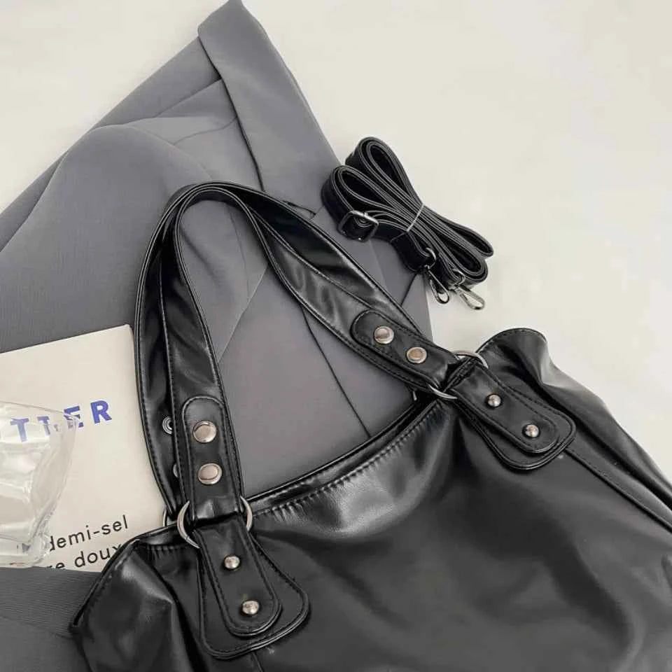 Retro Brand Roomy Shoulder Bag Female Luxury Solid Color Classic Crossbody Bag Large Capacity Style Soft PU Leather Tote Bag
