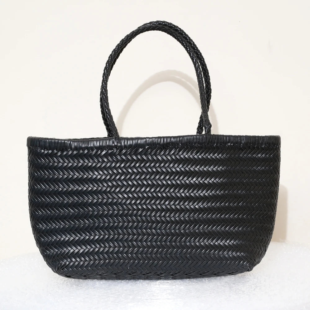 Handbags Women's Genuine Leather Shoulder Bag Weaving Casual Shopping Bag Vintage Big Tote Purse Cowhide Cross Hand Bags Lady GONZALES ONLINE SHOP