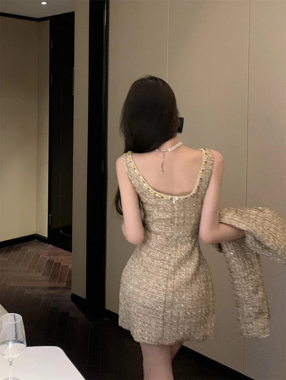 High Street French Small Fragrant Tweed Two Piece Set Women Woolen Jacket Coat + Dress Suits Autumn Winter Luxury 2 Piece Outfit - GONZALES ONLINE SHOP