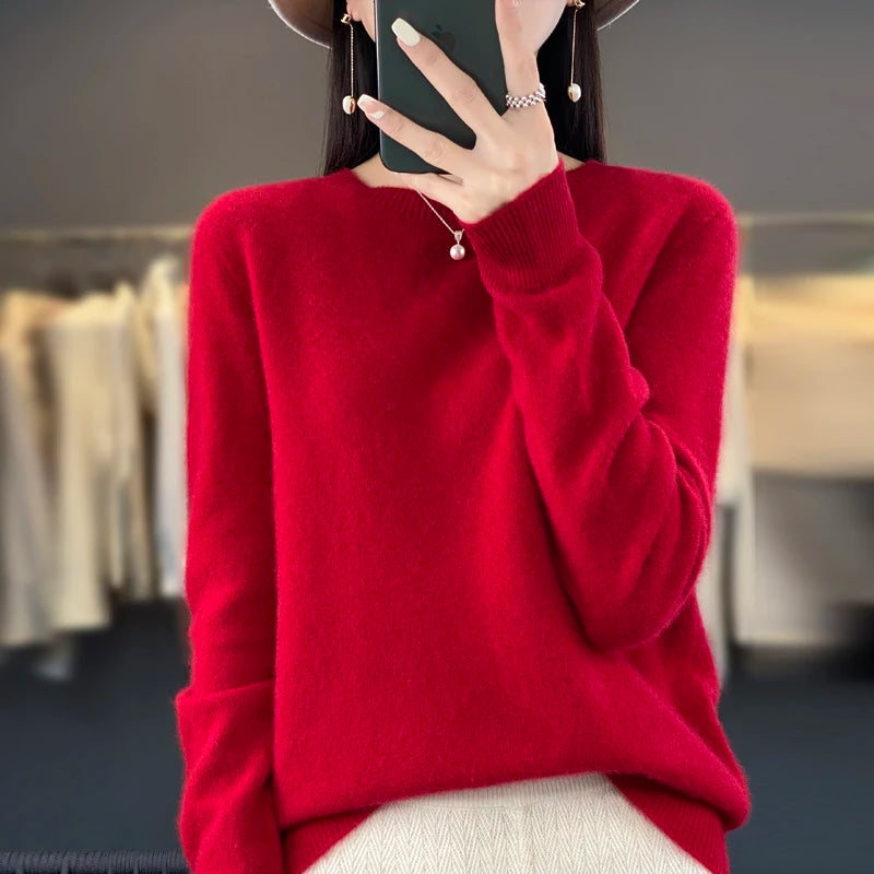 New cashmere sweater women's sweater in autumn and winter 100% merino wool fashion O-neck autumn warm pullover top GONZALES ONLINE SHOP