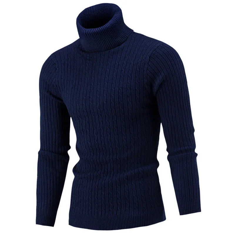 Autumn Winter Men's Turtleneck Sweater - Warm Retro Knitted Pullover Long Sleeve Sweater - GONZALES ONLINE SHOP