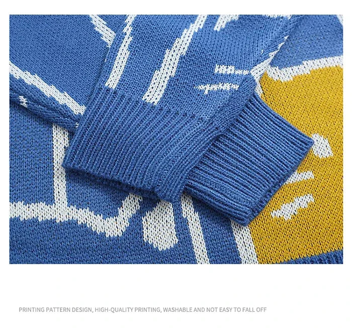 Y2k Vintage Sweater Men 2023 Winter Cartoon Loose Knitted Sweater Japanese Harajuku Hip Hop Streetwear Women Knitwear Pullovers GONZALES ONLINE SHOP