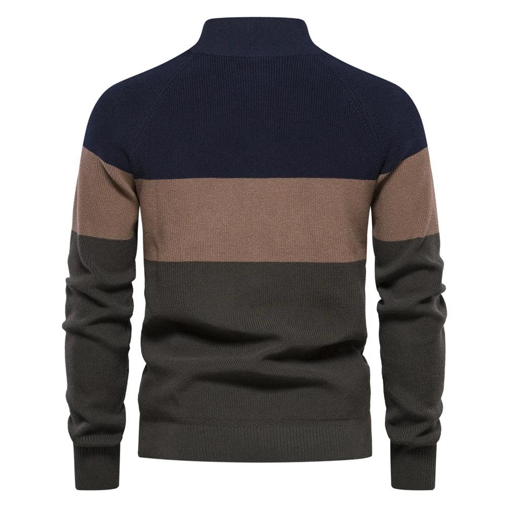 2023 New Autumn Winter Patchwork Sweater for Men - High Quality Zipper Cardigans in Cotton - GONZALES ONLINE SHOP