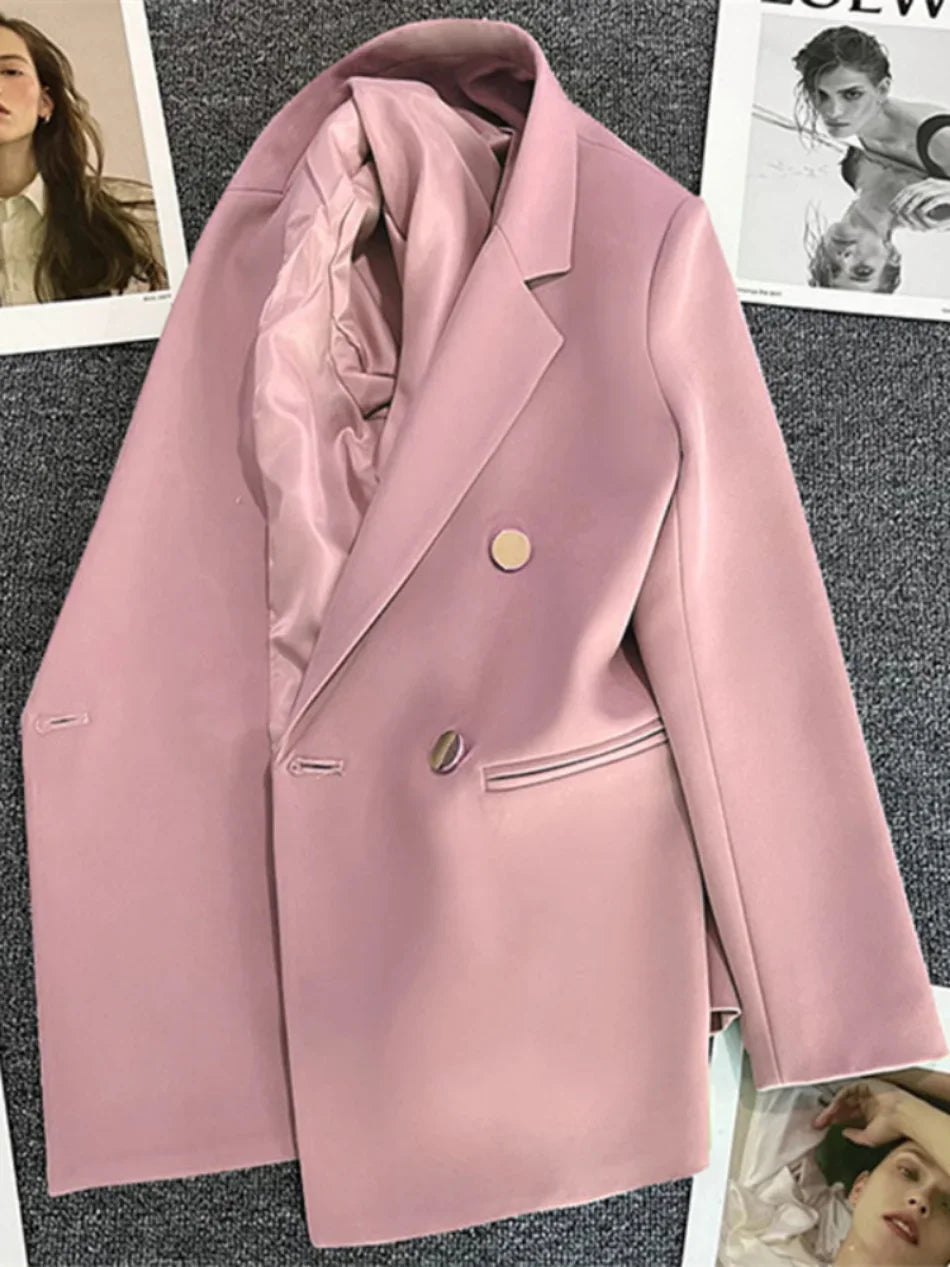 Women Suit Blazer Elegant Coat 2025 Spring Autumn Fashion Korean Blazer Luxury Double Breasted Jacket Solid Ladies Tops Clothes GONZALES ONLINE SHOP