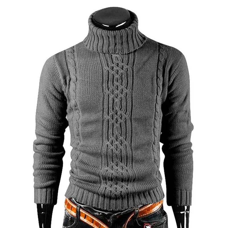 Autumn Winter Men's Turtleneck Sweater - Warm Retro Knitted Pullover Long Sleeve Sweater - GONZALES ONLINE SHOP