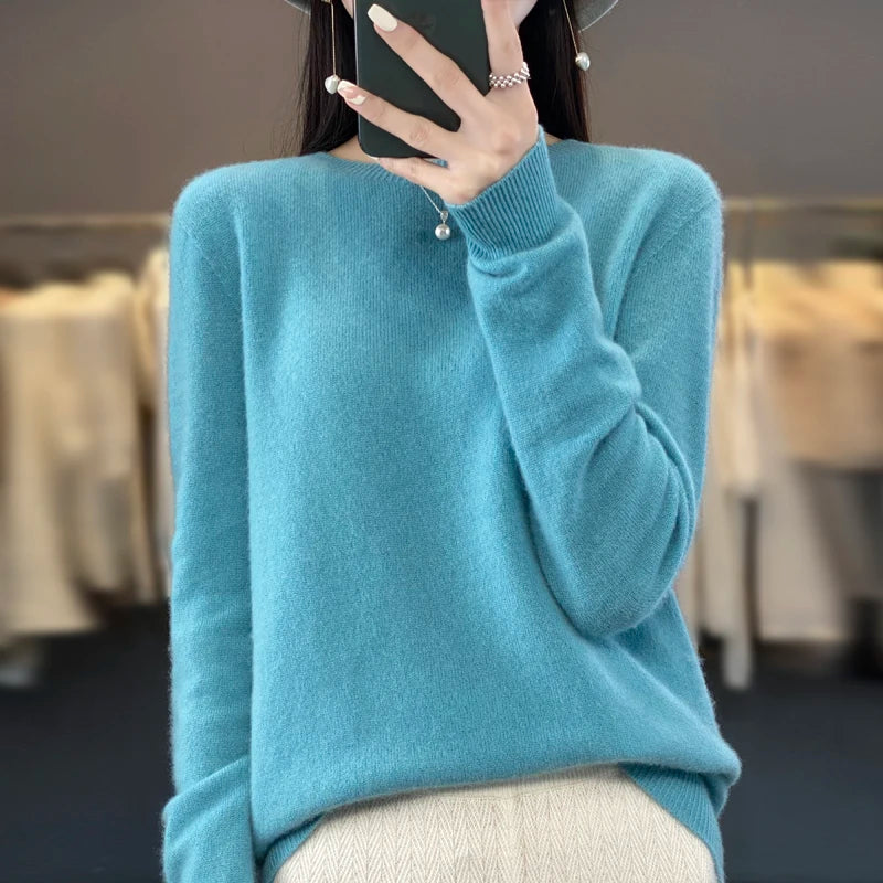 New cashmere sweater women's sweater in autumn and winter 100% merino wool fashion O-neck autumn warm pullover top GONZALES ONLINE SHOP