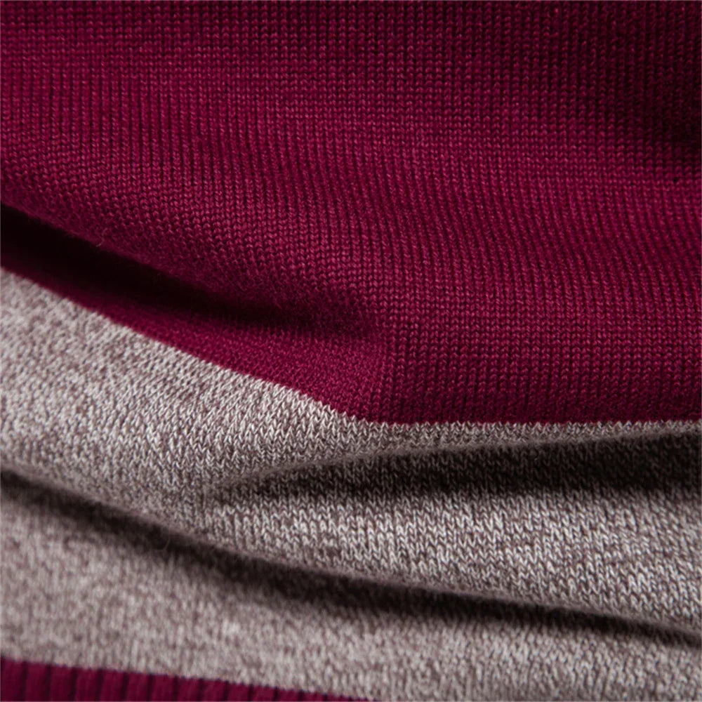 AIOPESON Mens Strip Cotton Button-up Polo Collar Sweater Knit Casual Business Sweaters for Men GONZALES ONLINE SHOP