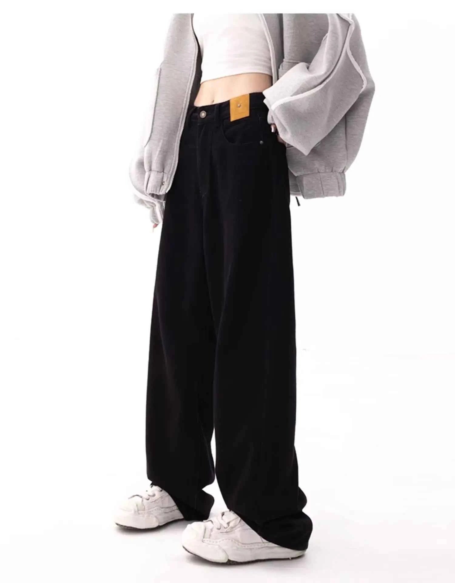 Black Baggy Jeans Women Y2K Harajuku Hippie Korean Oversize Wide Leg Denim Pants Female Casual Kpop Streetwear Trousers