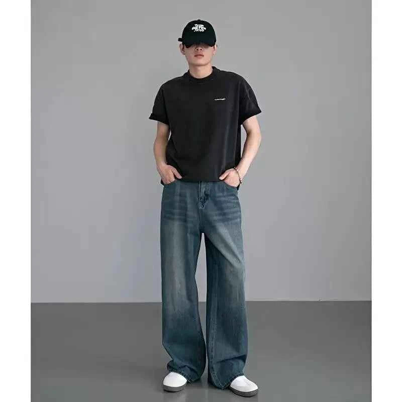 Black Jeans Men's Wide-leg Pants American Retro Washed Cleanfit Loose Straight 2025 Spring and Summer New