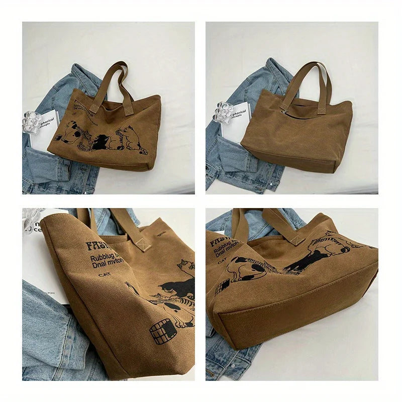 Women's Fashionable Canvas Tote Bag Spacious Durable Shoulder Bag with Zipper Closure Classic Design for Work GONZALES ONLINE SHOP