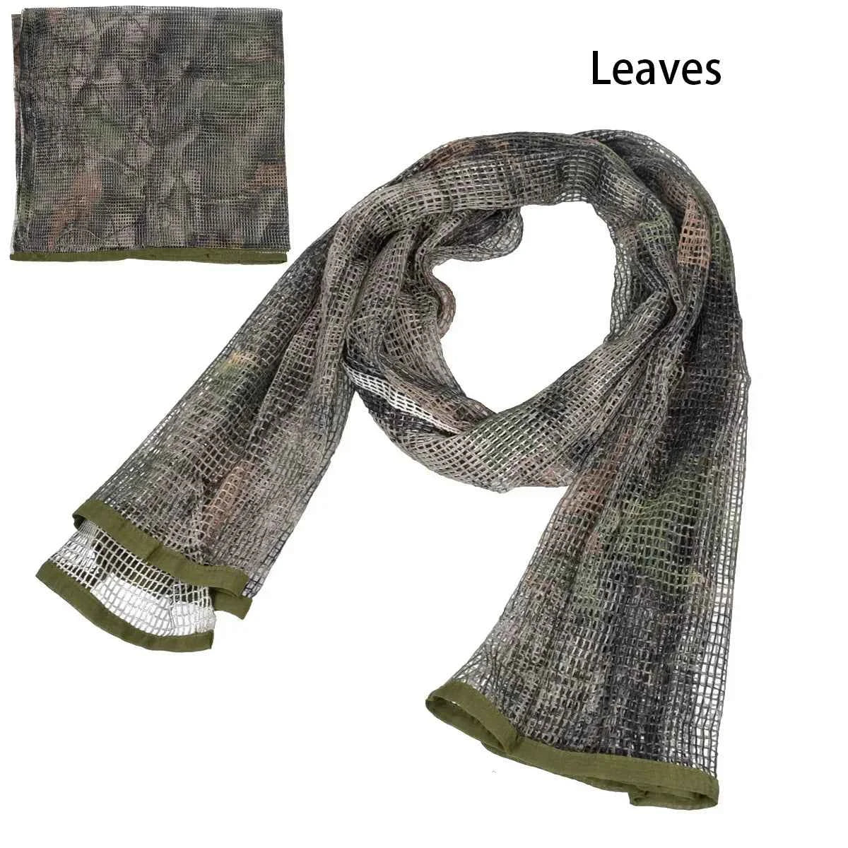 Camouflage Netting Scarf Sniper Veil Camo Mesh Face Scarf Veil Shemagh Head Wrap for Outdoor Camping Hiking Hunting Scarves