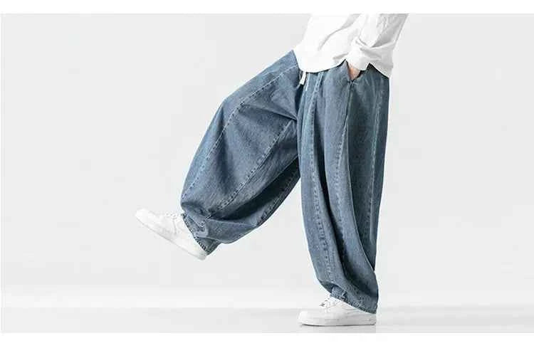 Men Harajuku Wide-leg Jeans Men Oversized Fashion Loose Cargo Denim Pants Male High Street Baggy Trousers Hip Hop Streetwear