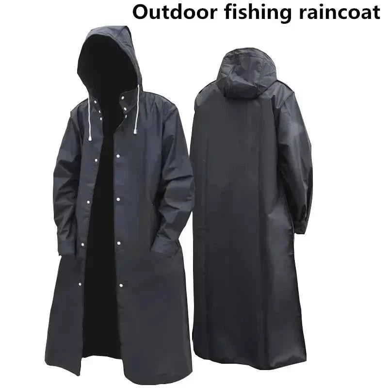 Imperméable Long Unisexe Adulte – Manteau de Pluie Épais à Capuche pour Randonnée & Plein Air