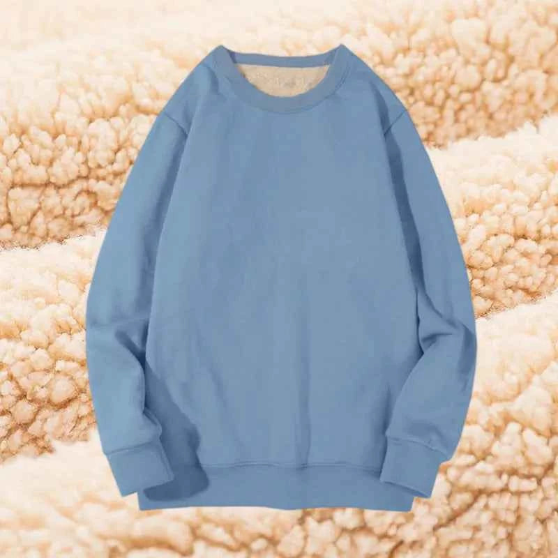 Lamb Velvet Hoodie Men's Thickened Fleece round Neck Casual Versatile Teenage Warm Top Lamb Velvet Jacket Winter Fashion
