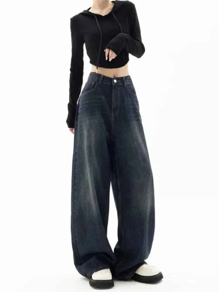 Vintage Baggy High Waist Jeans Women Y2K Wide Leg Oversized Harajuku Popular Fashion Autumn Streetwear Men Jeans Pants