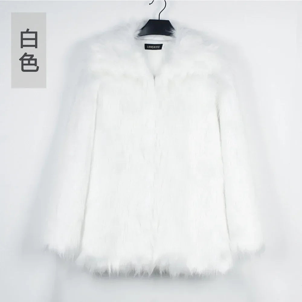 Men Faux Fox Fur Jacket Coat Winter Thick Fluffy Long Sleeve Lapel Warm Shaggy Outerwear Luxury Fur Jacket Bontjas Jackets Mens - GONZALES ONLINE SHOP