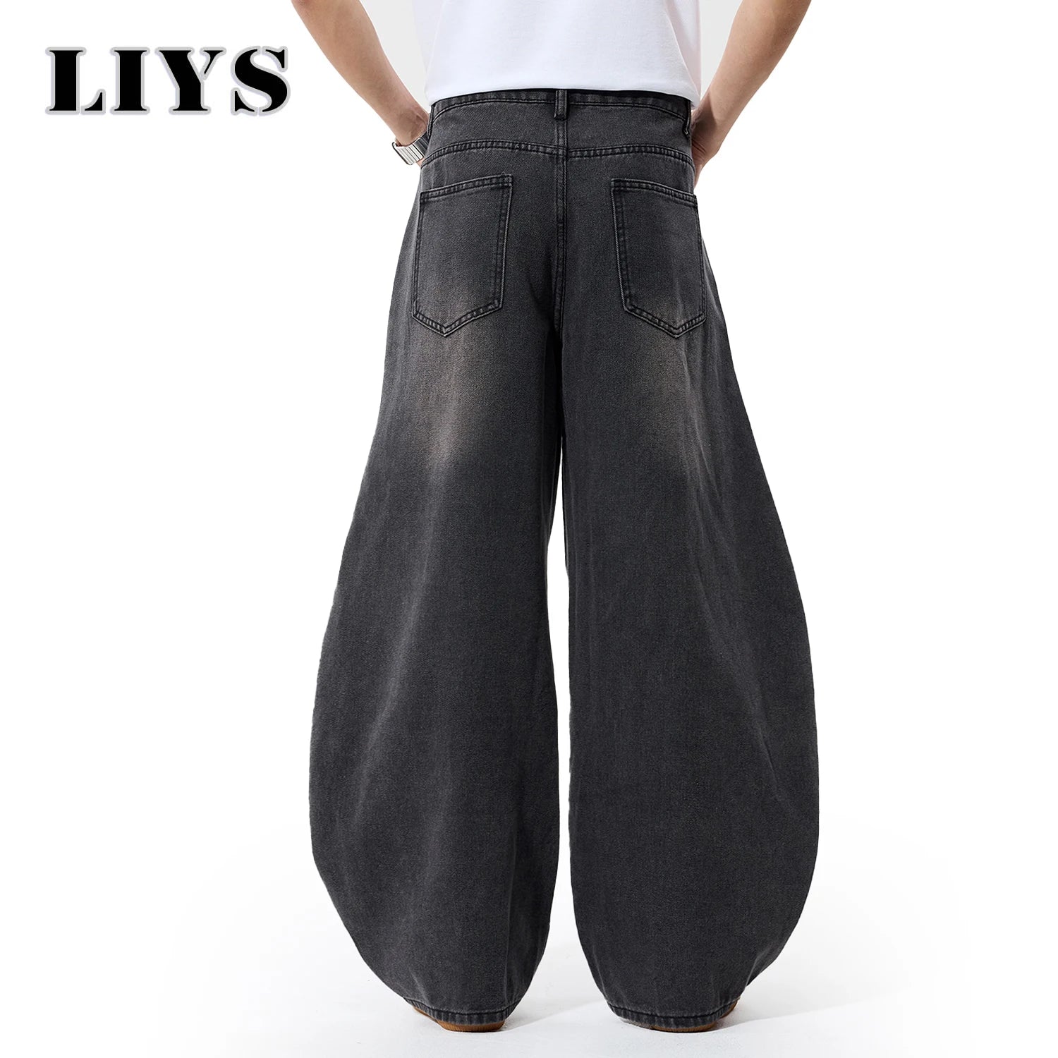 2026 Spring Summer Men's Retro Grey Black Baggy Wide Leg Jeans American Street Baggy Goth Pants Man Designer Jeans Denim Pants GONZALES ONLINE SHOP
