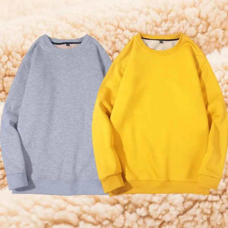 Lamb Velvet Hoodie Men's Thickened Fleece round Neck Casual Versatile Teenage Warm Top Lamb Velvet Jacket Winter Fashion