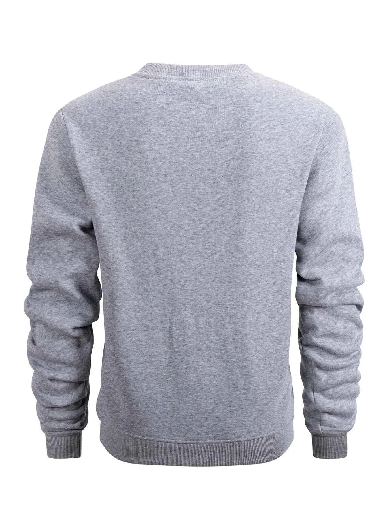 Men's Crew Neck Hoodies Autumn Winter Fleece Warm Casual Loose Pullover Solid Color Round Neck Sport Long Sleeved Sweatshirt