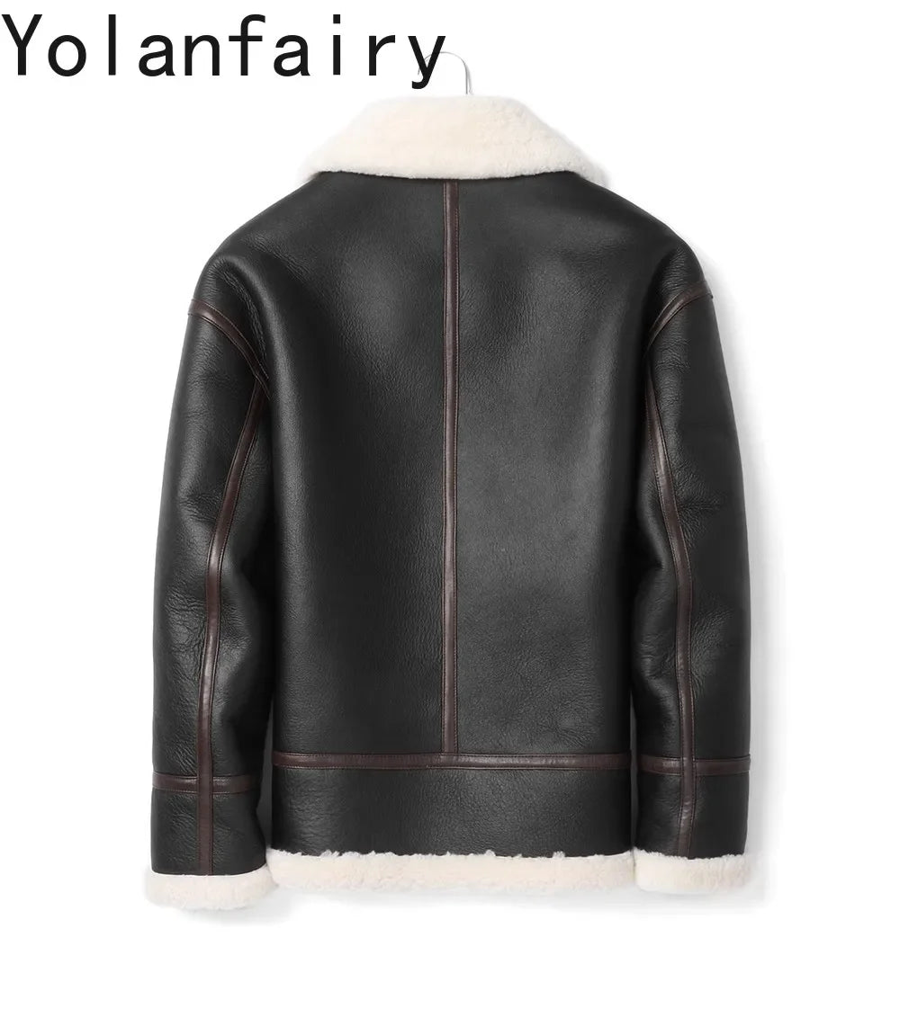 YOLANFAIRY Real Sheepskin Fur Men Jacket Natural Fur Coats Man Luxury Clothing Winter Jacket Black Fur Coat Куртка Мужская 2024 - GONZALES ONLINE SHOP
