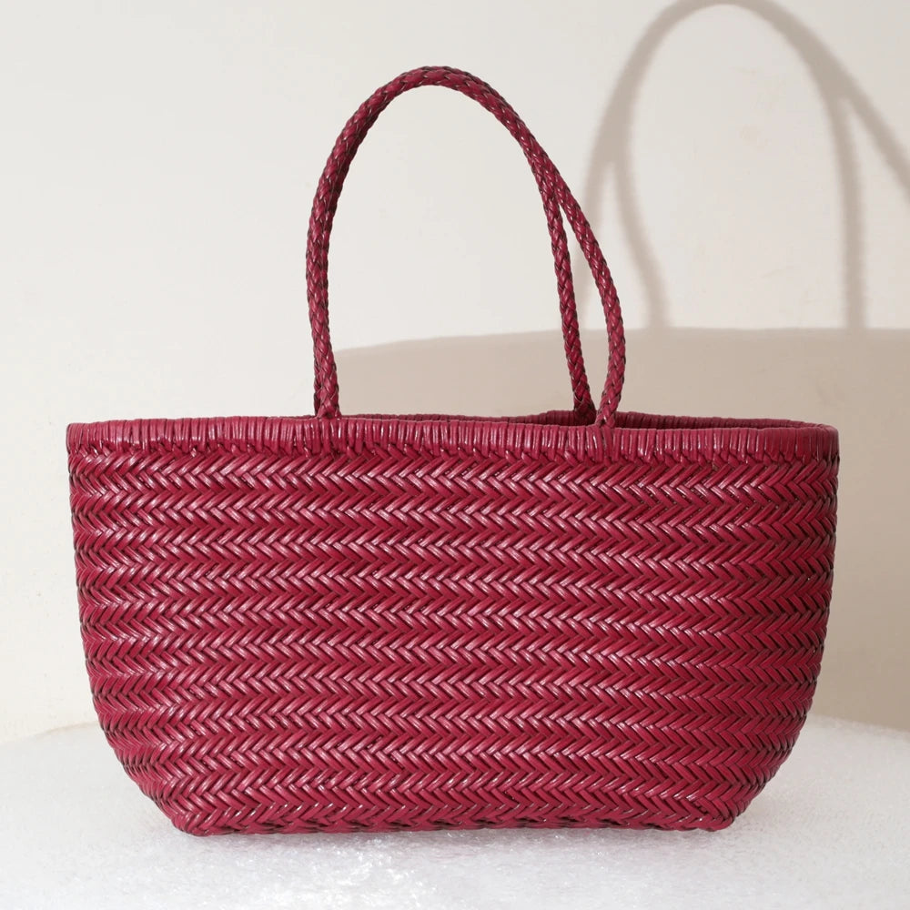Handbags Women's Genuine Leather Shoulder Bag Weaving Casual Shopping Bag Vintage Big Tote Purse Cowhide Cross Hand Bags Lady GONZALES ONLINE SHOP