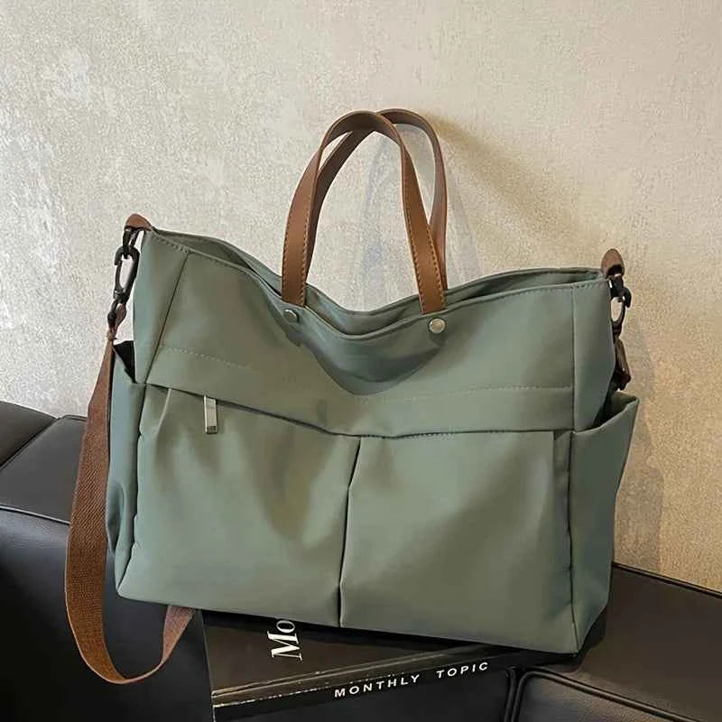 Stylish Nylon Women Tote Bag Shoulder Bag Featuring Two Pockets Large Capacity Commuting Handbag