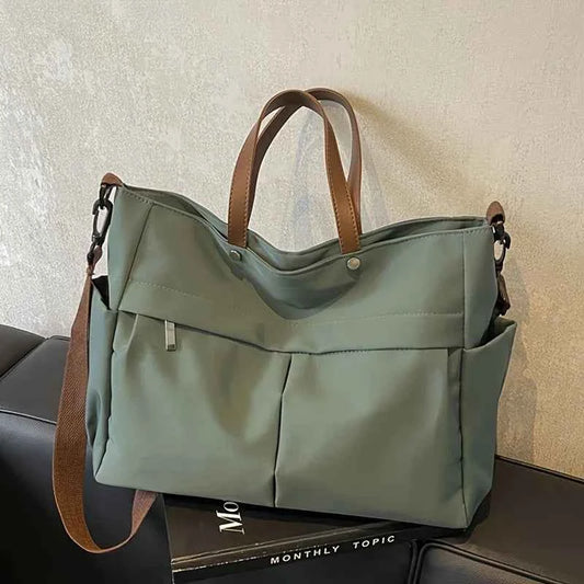 Stylish Nylon Women Tote Bag Shoulder Bag Featuring Two Pockets Large Capacity Commuting Handbag