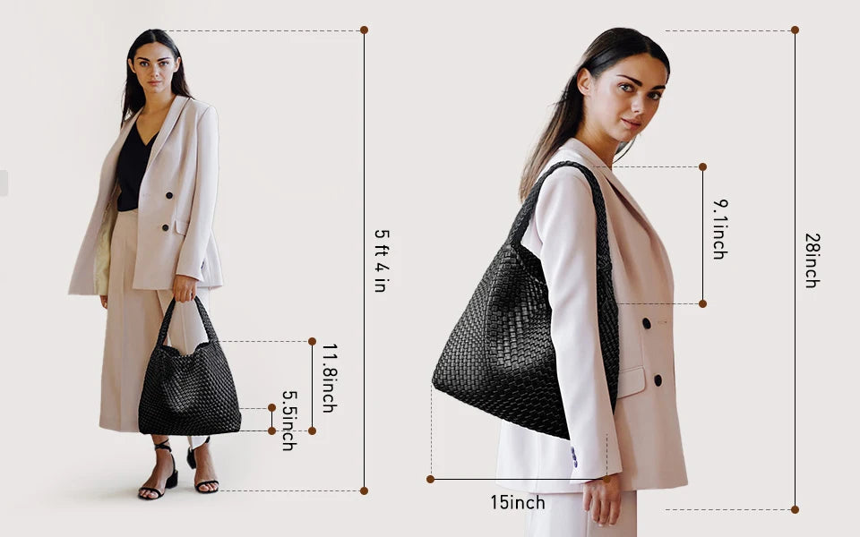 Woven Tote Bag for Women Large Woven Handbag Soft Leather Shoulder Bag Work Shopper Summer Beach Travel Tote Bag with Purse GONZALES ONLINE SHOP
