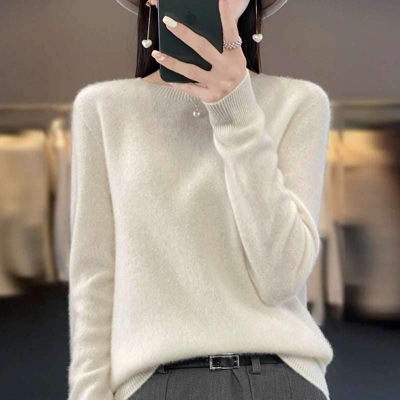 New cashmere sweater women's sweater in autumn and winter 100% merino wool fashion O-neck autumn warm pullover top GONZALES ONLINE SHOP