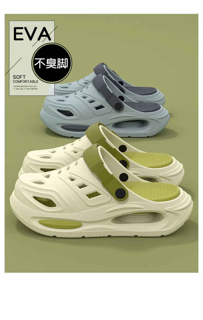 Arch support, anti slip, soft sole, wear-resistant cool slippers for wearing, thick sole breathable odor proof summer hole shoes GONZALES ONLINE SHOP