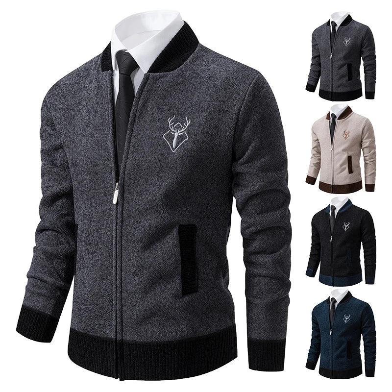 Sweater Cardigan Knitted Men's Clothing Korean Style Long Sleeve Fleece Warm Overcoat Baseball Jumper New Wool Sweatercoat GONZALES ONLINE SHOP