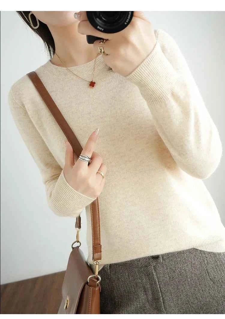 Autumn And Winter Cashmere Sweater Women's Crew Neck Pullover Casual Knitted Top Women's Short Undercoat Fashion 18 Colors