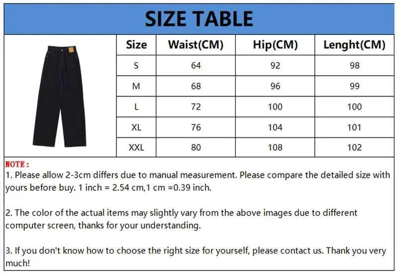 Black Baggy Jeans Women Y2K Harajuku Hippie Korean Oversize Wide Leg Denim Pants Female Casual Kpop Streetwear Trousers