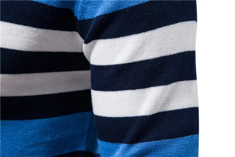 Men's Striped Cotton Sweater Pullover O Neck Knitwear Autumn Jumpers Plus Size 3XL 4XL - GONZALES ONLINE SHOP