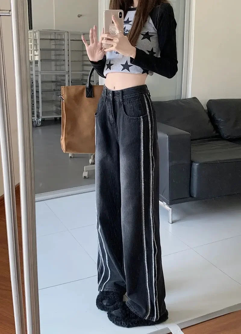 High Waist Shot Trousers Straight Leg Black Pants for Women Cool Fitted Unique 2025 Womens Jeans Korean Style Emo Hippie Cheap R GONZALES ONLINE SHOP