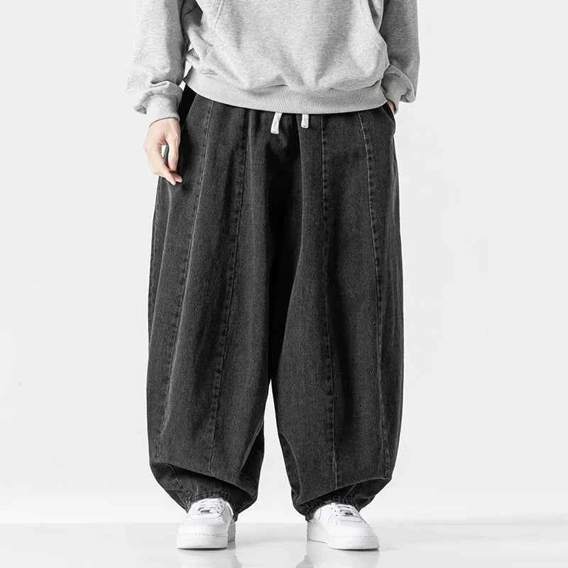 Men Harajuku Wide-leg Jeans Men Oversized Fashion Loose Cargo Denim Pants Male High Street Baggy Trousers Hip Hop Streetwear