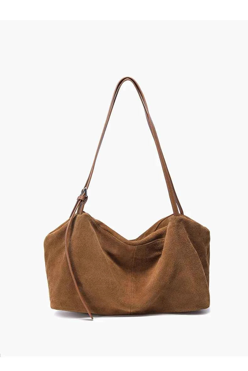 Women's Natural Nuede Genuine Leather Handbags Ladies large capacity Tote Bag Female Design Luxury Commuting Yoga Bag hobo bag