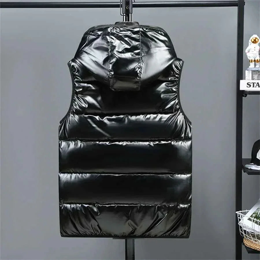 Men's Waterproof Winter Vest - Glossy Hooded Design, Warm and Waterproof - GONZALES ONLINE SHOP