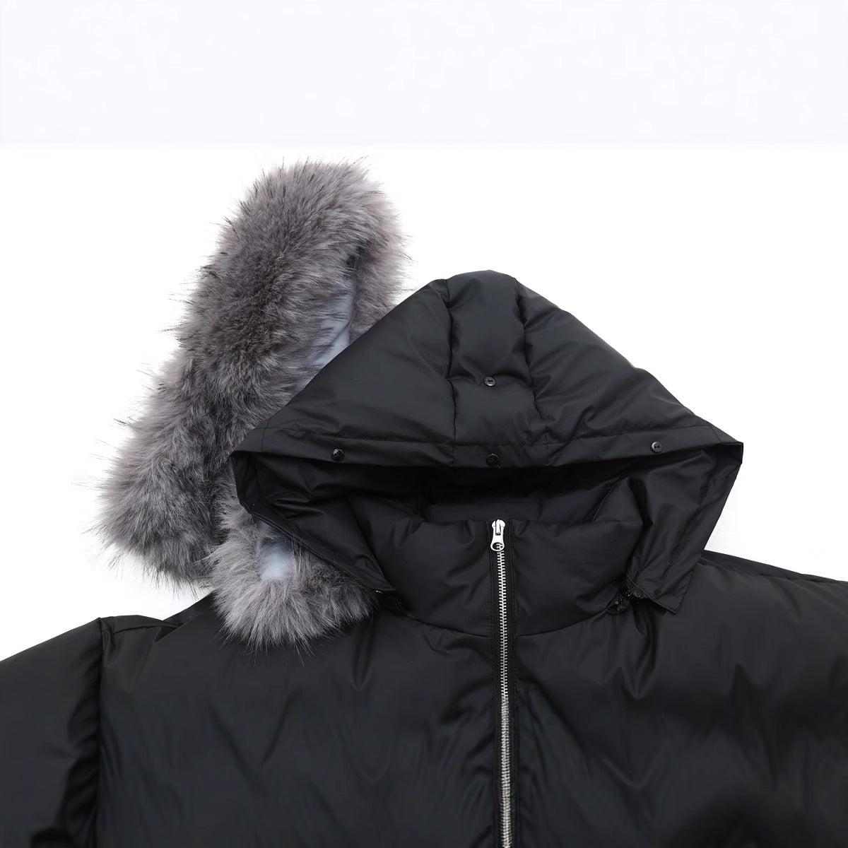 Detachable wool-collared hooded cotton-padded jacket, loose and thick warm bread jacket Hypersku