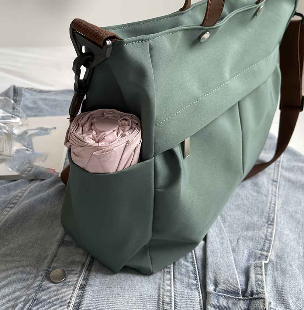 Stylish Nylon Women Tote Bag Shoulder Bag Featuring Two Pockets Large Capacity Commuting Handbag