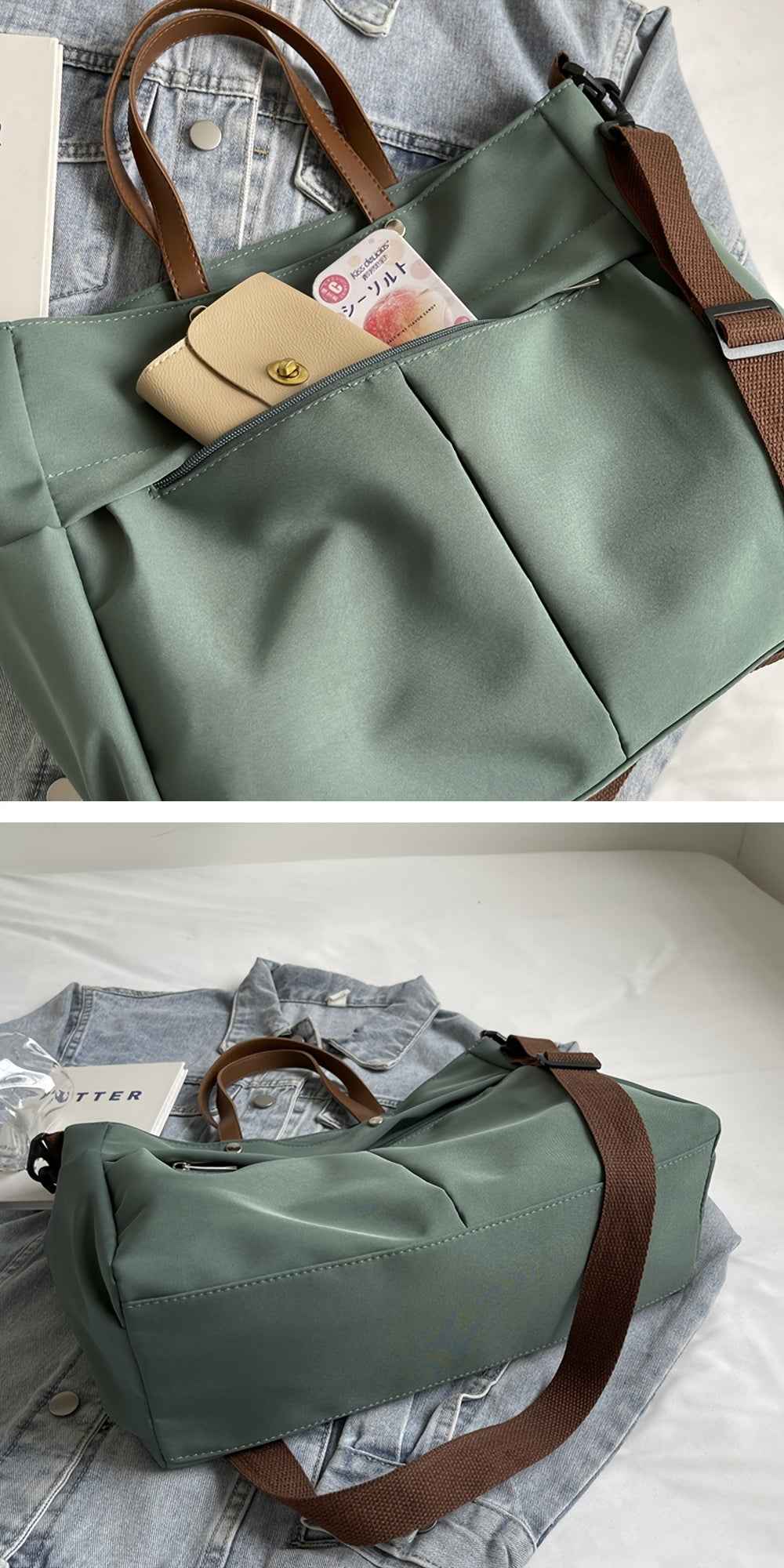 Stylish Nylon Women Tote Bag Shoulder Bag Featuring Two Pockets Large Capacity Commuting Handbag