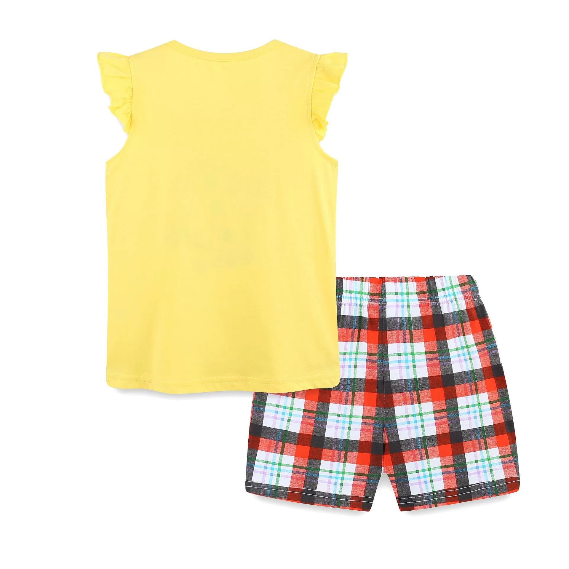 Summer Baby Kids Cute Plaid and Letters Pattern Vest and Shorts Clothing Set for Girls MyKids-USA