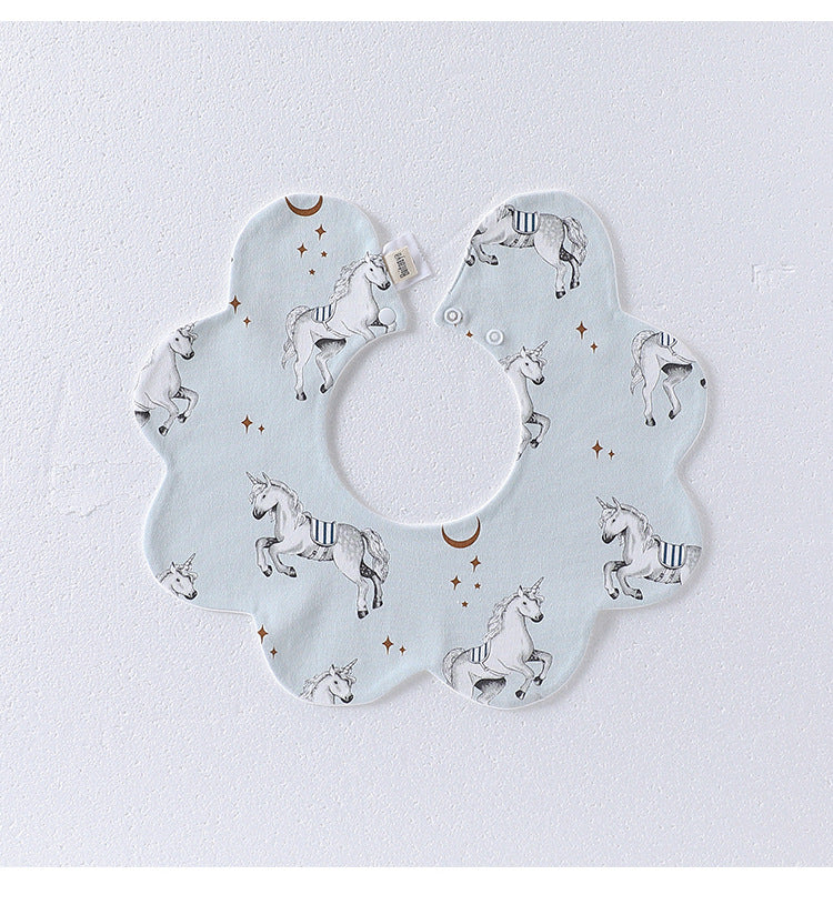 Adorable Simple Pattern Cotton Snap-on Flowers Shaped Bib MyKids-USA