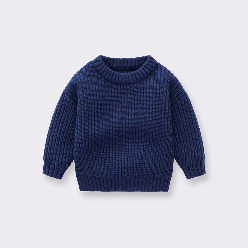 Baby Solid Color Handknit Design Quality Pullover Loose Sweater MyKids-USA