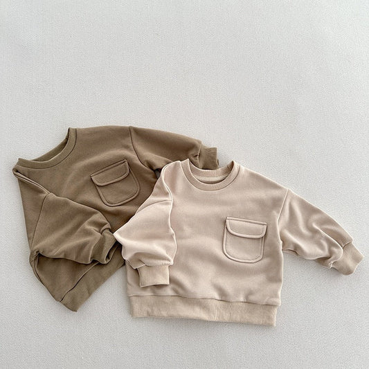 Arrival Kids Unisex Soft Comfortable Long Sleeves Solid Color Top Casual Pullover MyKids-USA