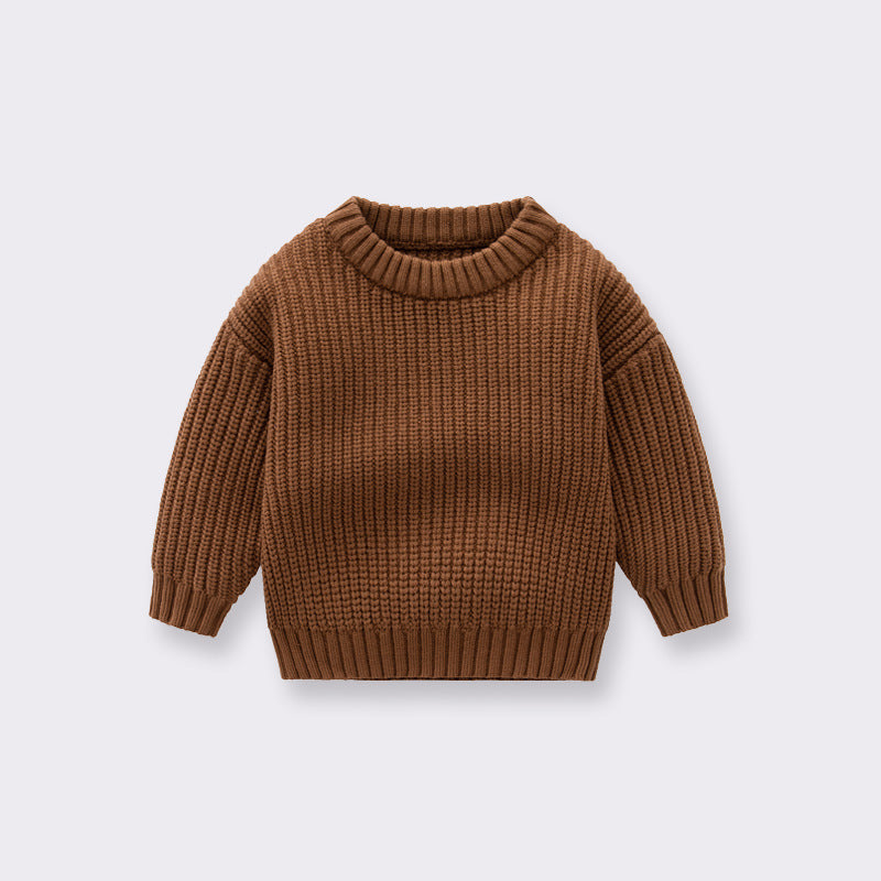 Baby Solid Color Handknit Design Quality Pullover Loose Sweater MyKids-USA