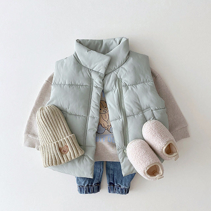 Baby Solid Color Quilted Thickened Vest Coat In Winter MyKids-USA